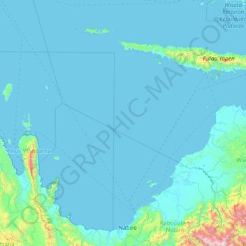 Mapa topográfico Cenderawasih Bay, altitud, relieve