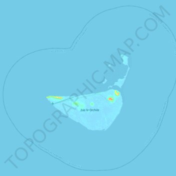 Mapa topográfico Isla La Orchila, altitud, relieve