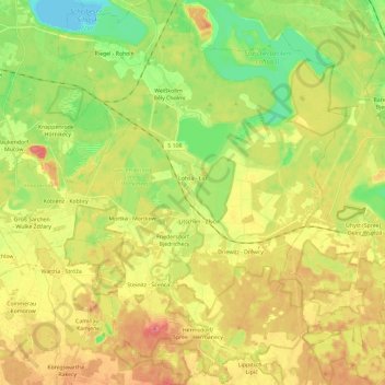 Mapa topográfico Lohsa, altitud, relieve