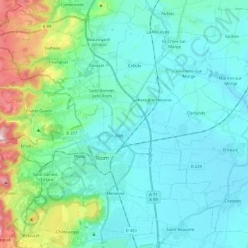 Mapa topográfico 63200, altitud, relieve