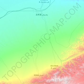 Mapa topográfico 琼库勒乡, altitud, relieve