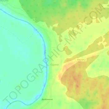 Mapa topográfico Одино, altitud, relieve