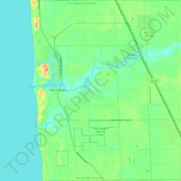 Mapa topográfico Port Sheldon Township, altitud, relieve