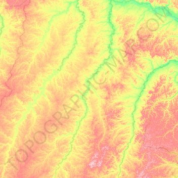 Mapa topográfico Rio Muaco, altitud, relieve