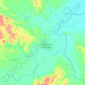 Mapa topográfico Tanquián de Escobedo, altitud, relieve