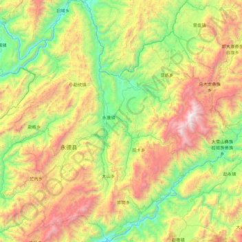 Mapa topográfico 永德县, altitud, relieve