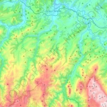 Mapa topográfico Grau / Grado, altitud, relieve