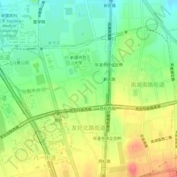 Mapa topográfico 友好北路街道, altitud, relieve