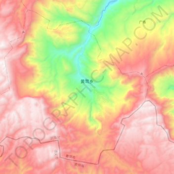 Mapa topográfico 黄莺乡, altitud, relieve