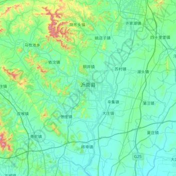 Mapa topográfico 沂南县, altitud, relieve