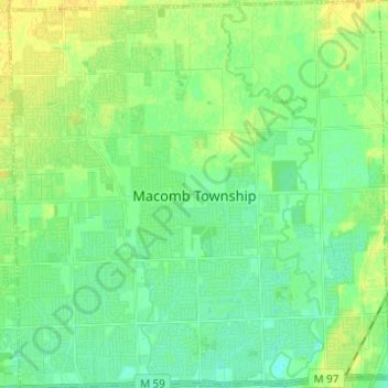Mapa topográfico Macomb Township, altitud, relieve