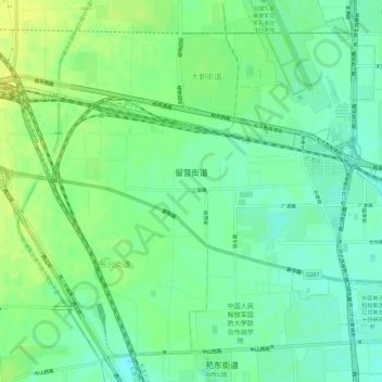 Mapa topográfico 留营街道, altitud, relieve