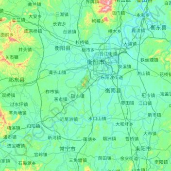 Mapa topográfico 衡南县, altitud, relieve