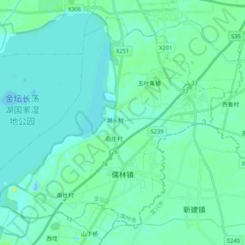 Mapa topográfico 儒林镇, altitud, relieve