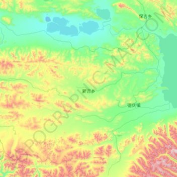 Mapa topográfico 新吉乡, altitud, relieve