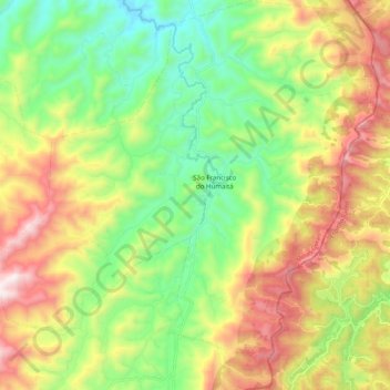 Mapa topográfico São Francisco do Humaitá, altitud, relieve