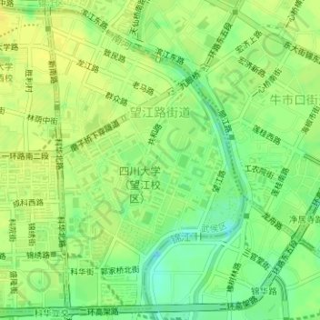 Mapa topográfico 望江路街道, altitud, relieve