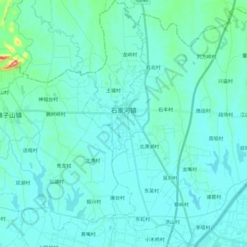 Mapa topográfico 石家河, altitud, relieve