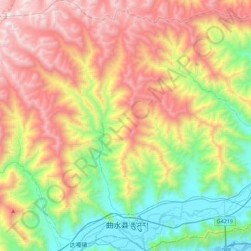 Mapa topográfico 曲水镇, altitud, relieve