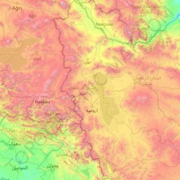 Mapa topográfico West Azerbaijan Province, altitud, relieve