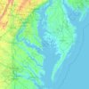 Mapa topográfico Chesapeake Bay, altitud, relieve
