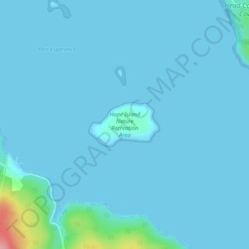 Mapa topográfico Hope Island, altitud, relieve