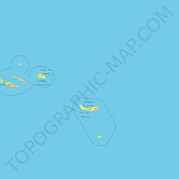 Mapa topográfico Açores, altitud, relieve