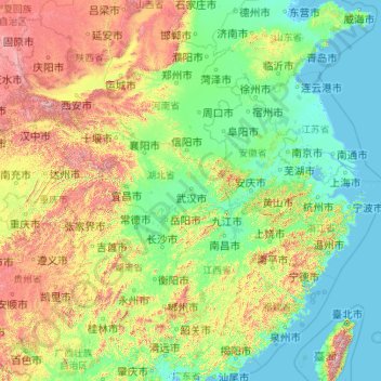 Mapa topográfico 长江, altitud, relieve