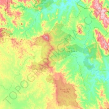Mapa topográfico Kalpowar, altitud, relieve