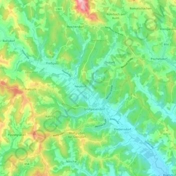 Mapa topográfico Ilztal, altitud, relieve