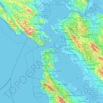 Mapa topográfico São Francisco, altitud, relieve