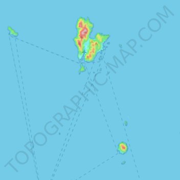 Mapa topográfico Pulau Redang, altitud, relieve