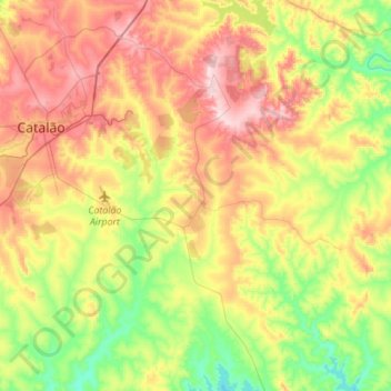 Mapa topográfico Ouvidor, altitud, relieve