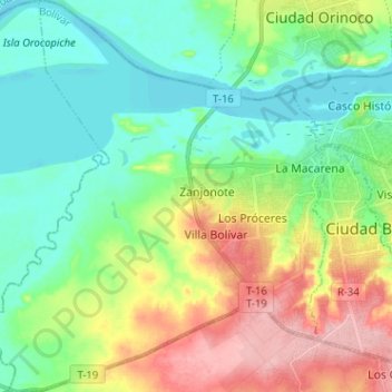 Mapa topográfico Parroquia Agua Salada, altitud, relieve