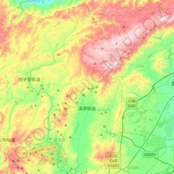 Mapa topográfico 滇源街道, altitud, relieve