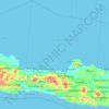 Mapa topográfico Central Java, altitud, relieve