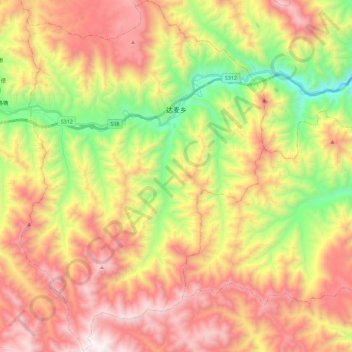 Mapa topográfico 达麦乡, altitud, relieve