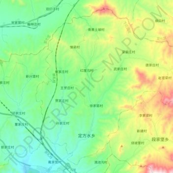 Mapa topográfico 定方水乡, altitud, relieve