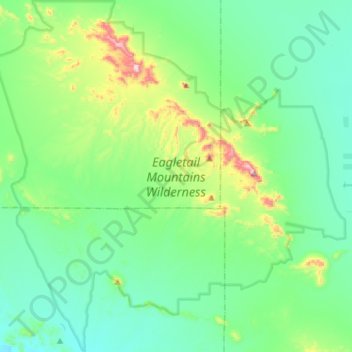 Mapa topográfico Eagletail Mountains Wilderness, altitud, relieve