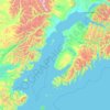 Mapa topográfico Kenai Peninsula, altitud, relieve