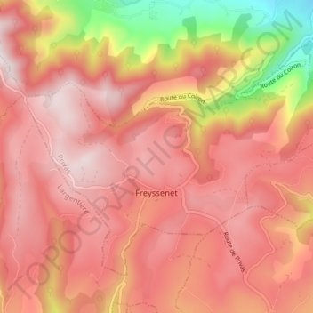Mapa topográfico Freyssenet, altitud, relieve