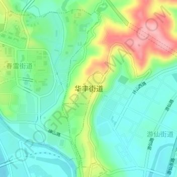 Mapa topográfico 华丰街道, altitud, relieve