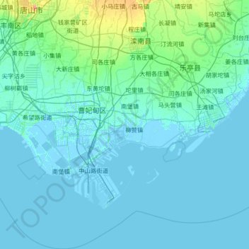 Mapa topográfico 滦南县, altitud, relieve