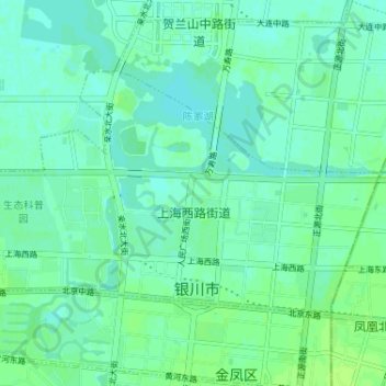Mapa topográfico 上海西路街道, altitud, relieve