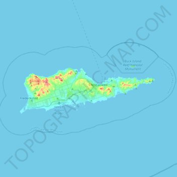 Mapa topográfico Saint Croix District, altitud, relieve