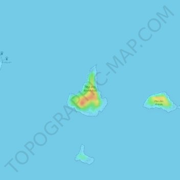 Mapa topográfico Ilha dos Remédios, altitud, relieve
