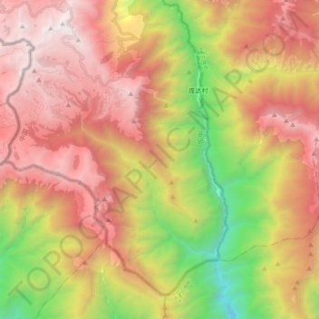 Mapa topográfico 洞朗地区, altitud, relieve