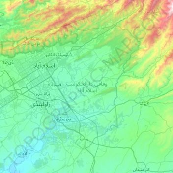 Mapa topográfico وفاقی دارالحکومت اسلام آباد, altitud, relieve