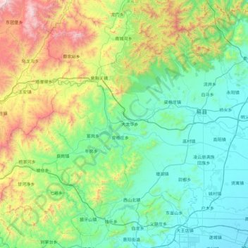 Mapa topográfico 易县, altitud, relieve
