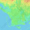 Mapa topográfico Gulf County, altitud, relieve